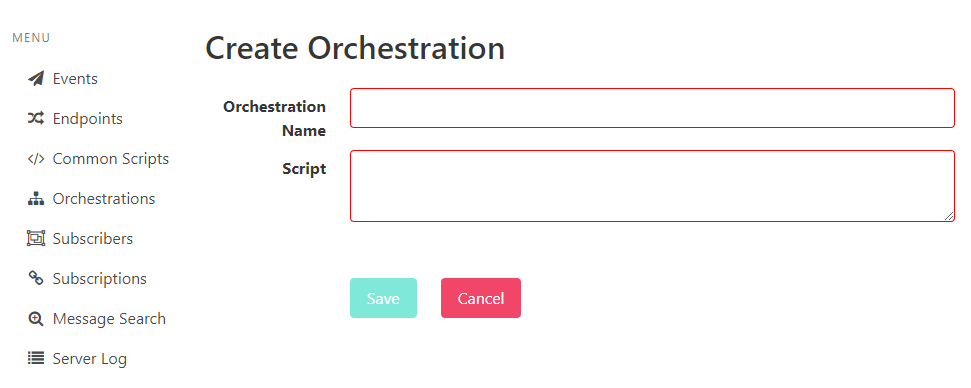 The Create Orchestration page