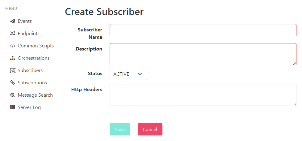 The Create Subscriber page