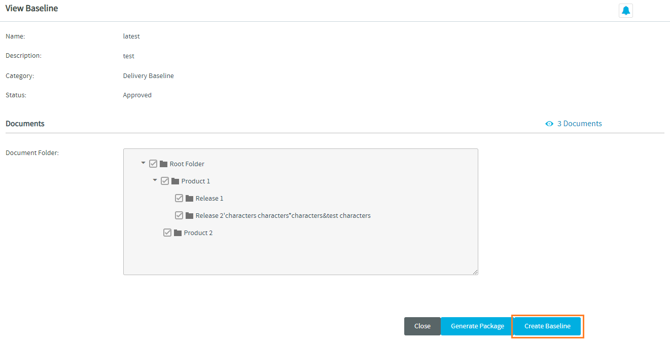 Create Baseline from Approved Baseline