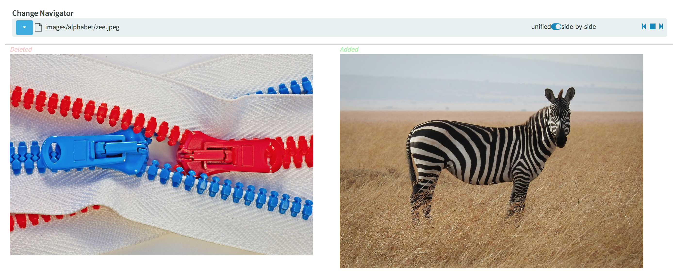 Old and New Images in Code Review Diff