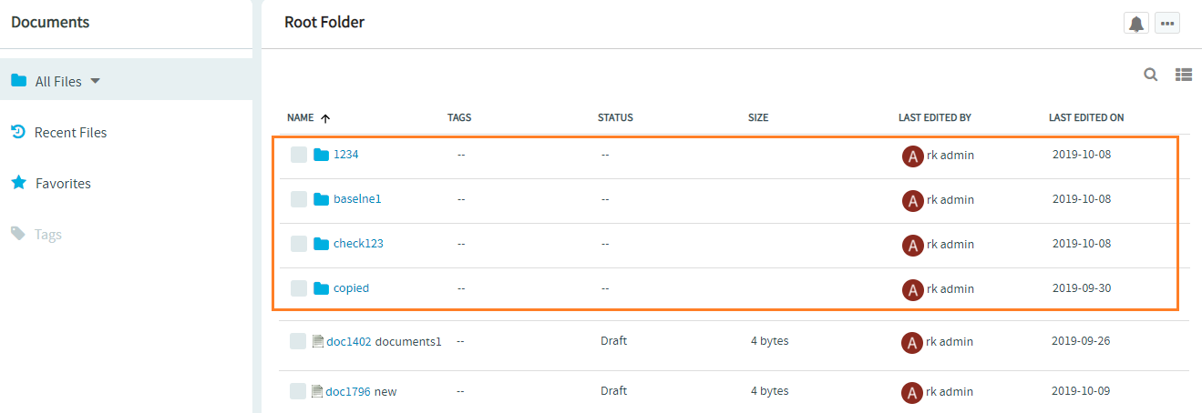 The new Documents List page showing both document folders and documents