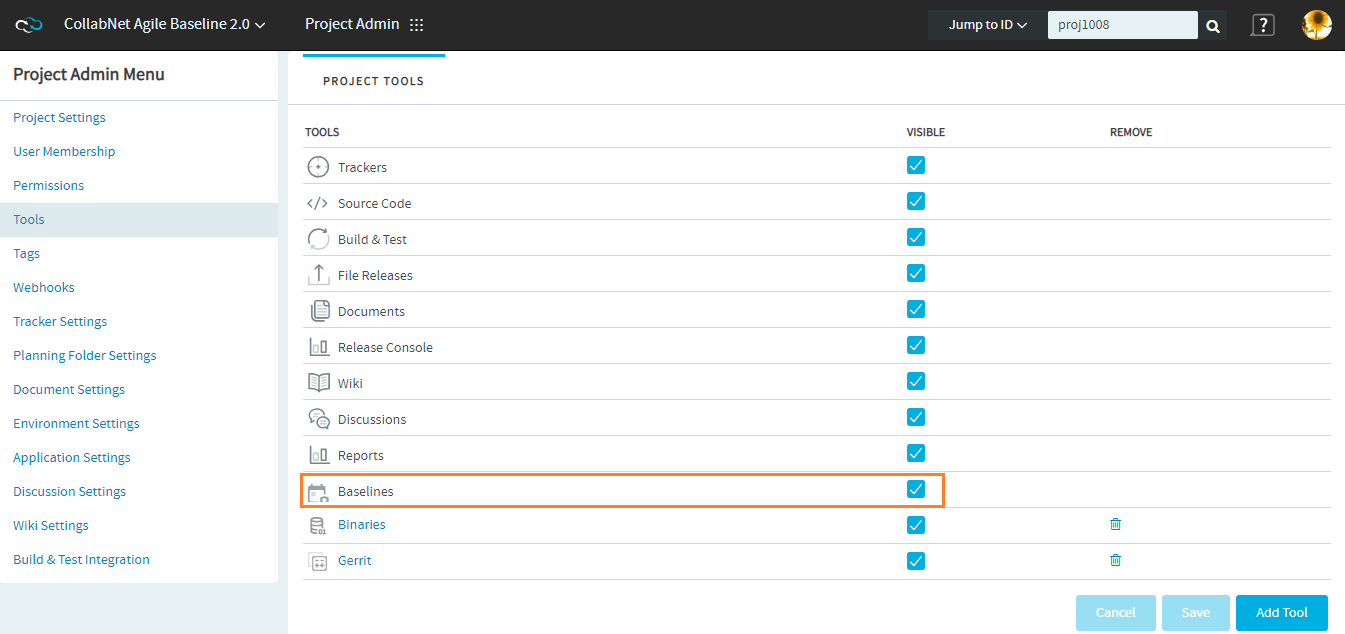 Enable Baselines for projects created before Baseline installation