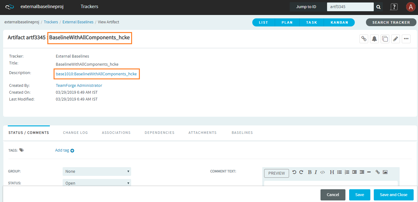 Artifact in &quot;External Baselines&quot; Tracker