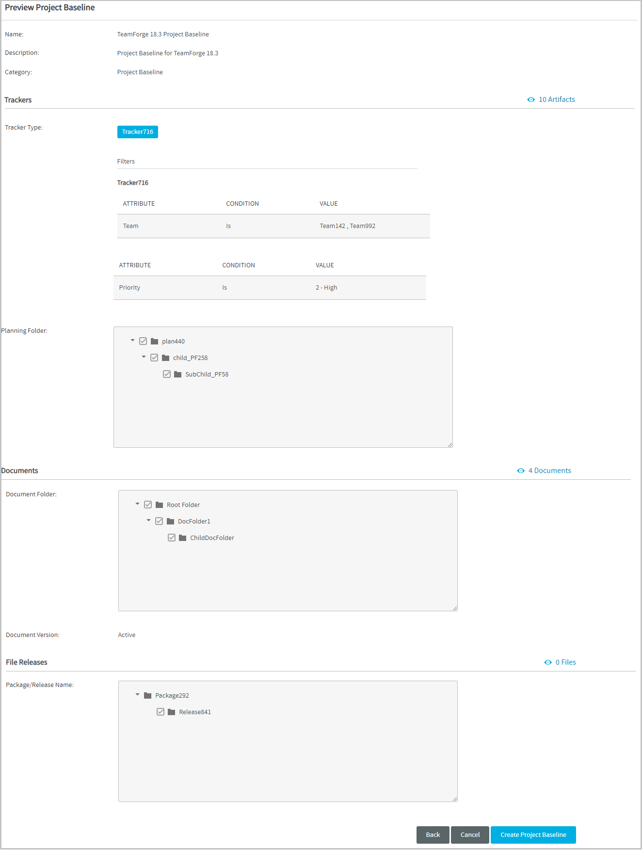 Preview Project Baseline