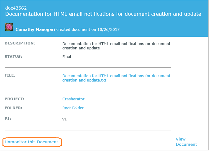 Unmonitor email for document creation